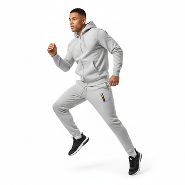 Athletic Heather Zip Hoodie Look
