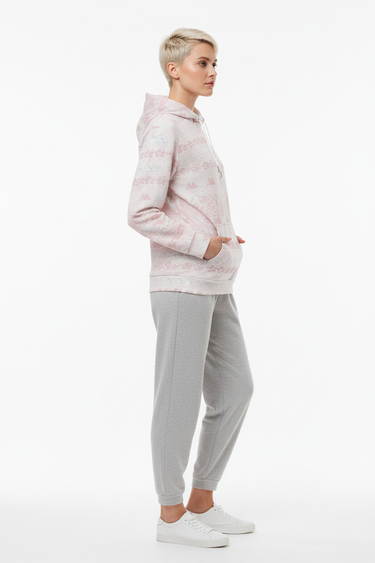 Side angle with gray joggers
