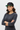 Female model black grey cap arms crossed