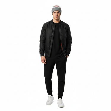 Male - bomber joggers white bg