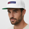 Male model close-up white cap casual