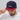 Man adjusting navy and red snapback, close-up