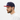 Man wearing navy and red snapback, side profile