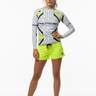 Styled with Neon Yellow Boardshorts